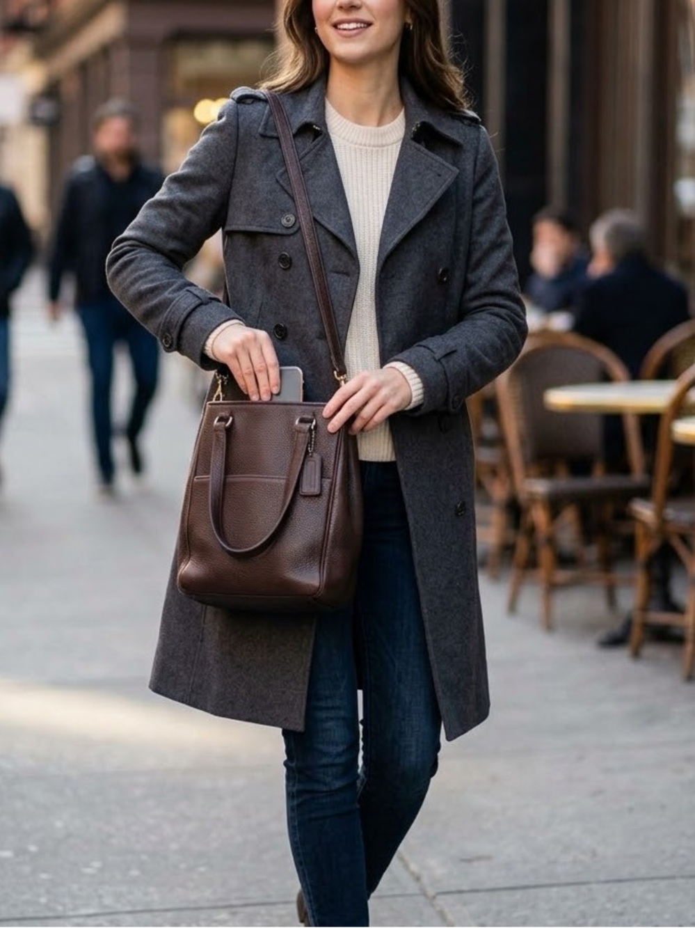 Coach Sonoma Dark Brown Pebbled Leather Drawstring Bucket Crossbody Bag Y2K